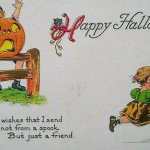 Vintage carte postale d'Halloween Bergman 1623 enfants antique originale non postée cadeau unique