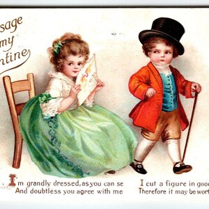 Valentines Day Postcard Children Signed Ellen Clapsaddle Germany 1915 Serie 4658 Unique Gift