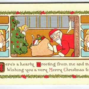 Nikolaus Weihnachten Postkarte Herzliche Grüße Stecher Vintage Prägung 1920