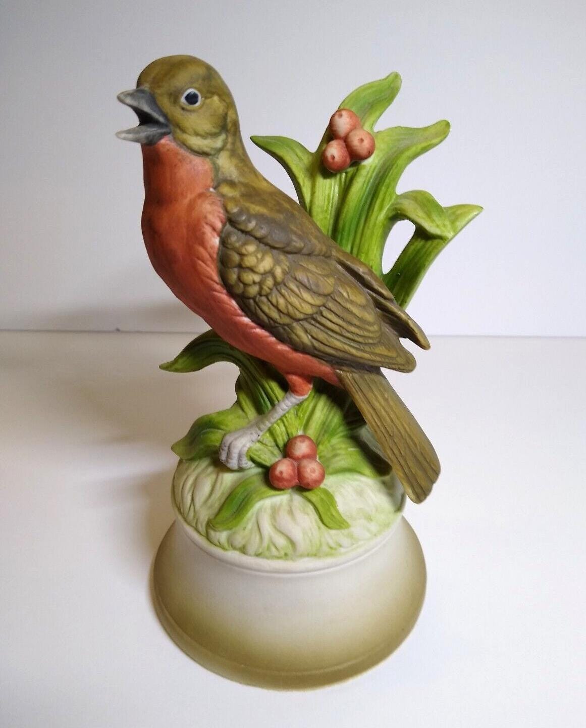 日本野鳥の会 監修キビタキ 陶器製 オルゴール 名曲 『愛のオルゴール