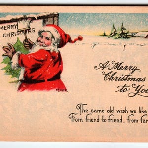 Carte postale vintage « A Merry Christmas to You » du Père Noël – Occasion, divisée en 1915