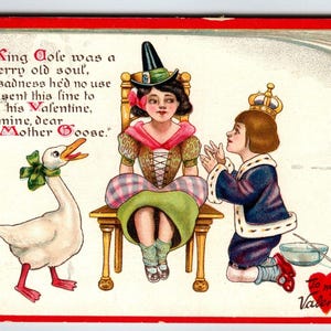 Carte postale Saint Valentin Old King Cole Mother Goose Comptine Tuck 1909 Cadeau unique