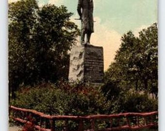 Wergeland Statue Island Park Fargo ND Vintage Postcard Antique