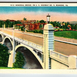 Memorial Bridge on US Highway No 11 Roanoke Virginie Carte postale Linge de maison non arrimé Cadeau unique
