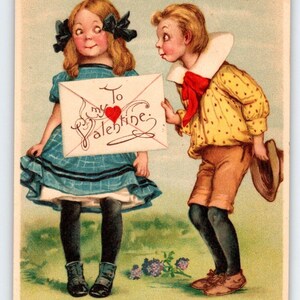 フランシス ブランデージ 男の子 女の子 子供達 私のバレンタインへ ポストカード シリーズ 109 タック 1907