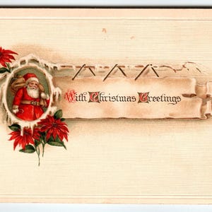 Antike geprägte Weihnachtsmann-Weihnachtspostkarte Serie 444/8 Deutschland Red Suit
