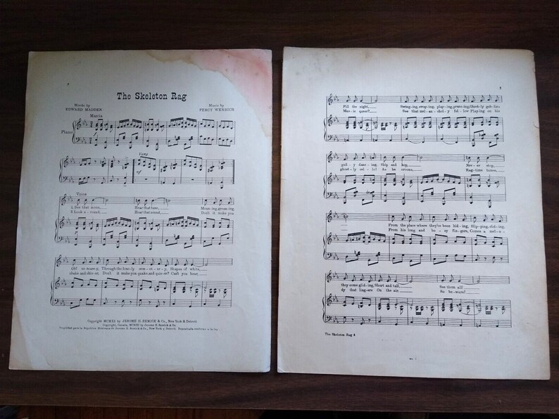 The Skeleton Rag Sheet Music Goblins Pixies 1911 Edward Madden Percy ...