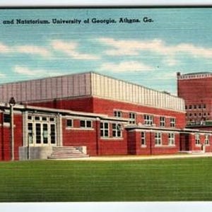 Linen Postcard Drill Hall & Natatorium University of Georgia Athens Ga