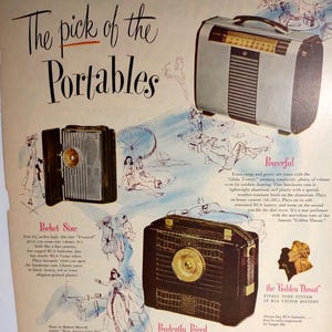 RCA Victor Portable Radio Print AD Pocket Size Carry Vintage 1948 Ready To Frame Unique Gift
