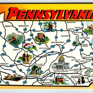 Carte postale de Pennsylvanie Carte Chrome State Flower Laurier des montagnes