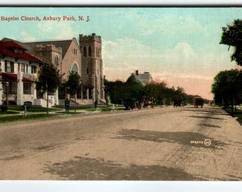 Baptist Church Building Postcard 1910s Asbury Park New Jersey Leighton Valentine