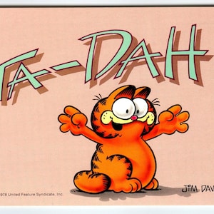 Carte postale de chat de Garfield Ta - Dah ! Orange Tabby Kitten Comic Jim Davis 1978 Non utilisé