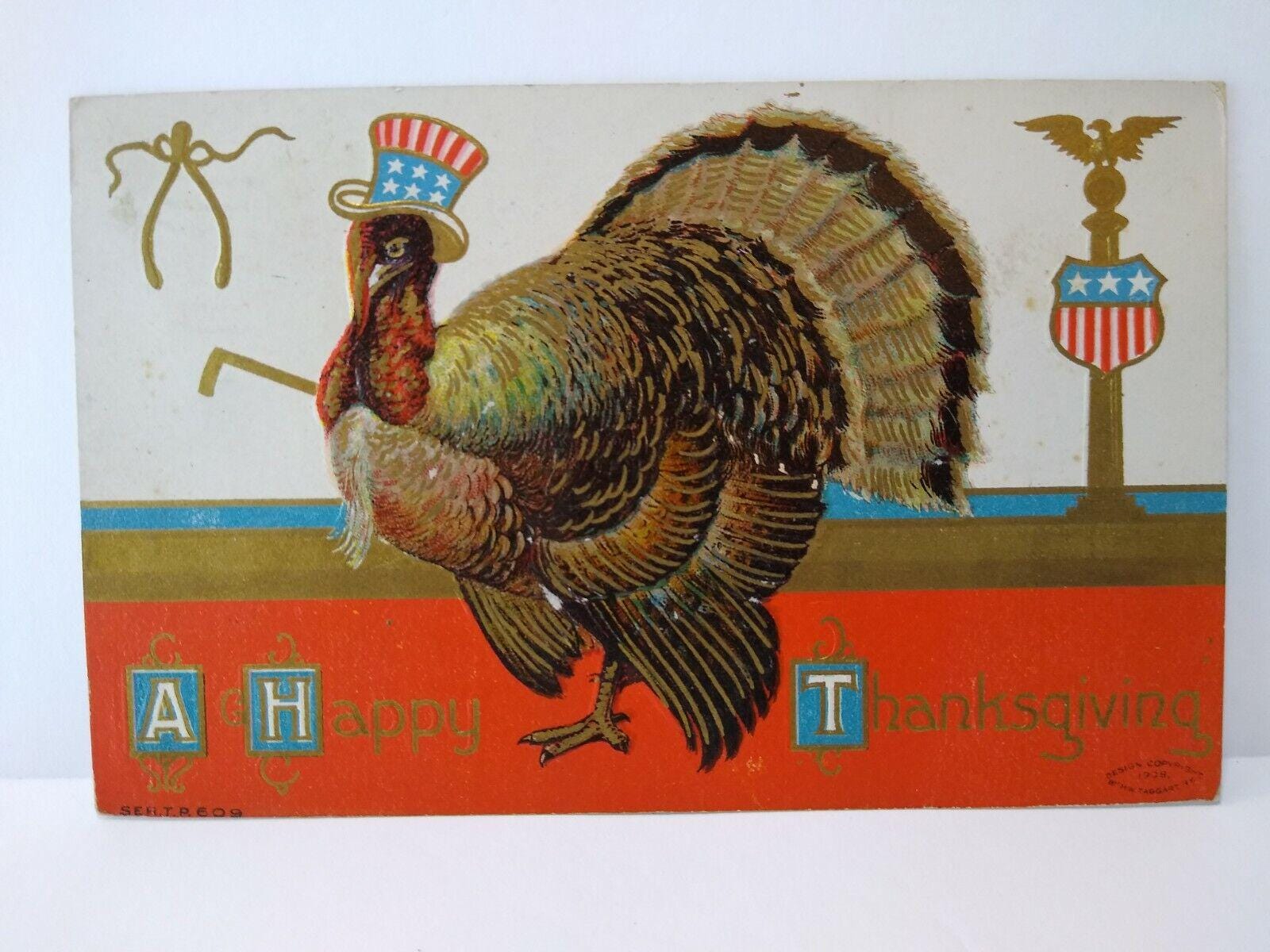 Vintage 1909 Thanksgiving Postcard: Turkey With Uncle Sam Hat - Etsy