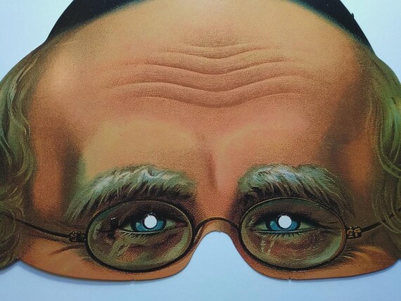 Vintage Victorian Style Old Man Character Eye Mask Cardboard Costume Prop