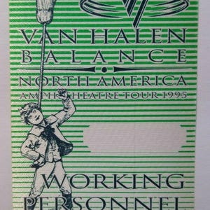 Van Halen Balance Backstage Pass North America Original 1995 Eddie Hard Rock Music Gift Unique Gift