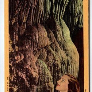 Carte postale souterraine de lin de la Caroline du Nord des cavernes de Linville du pays des fées de stalactite