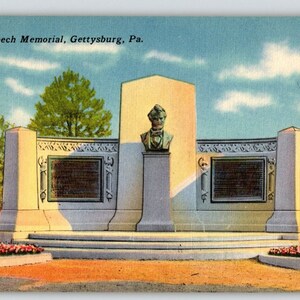 Carte postale en lin commémorative du discours d'Abraham Lincoln à Gettysburg, Pennsylvanie, cadeau unique