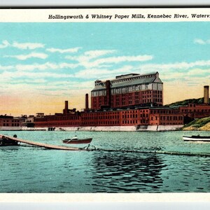 Hollingswort & Whitney Paper Mills Kennebec River Waterville Maine Carte postale cadeau unique