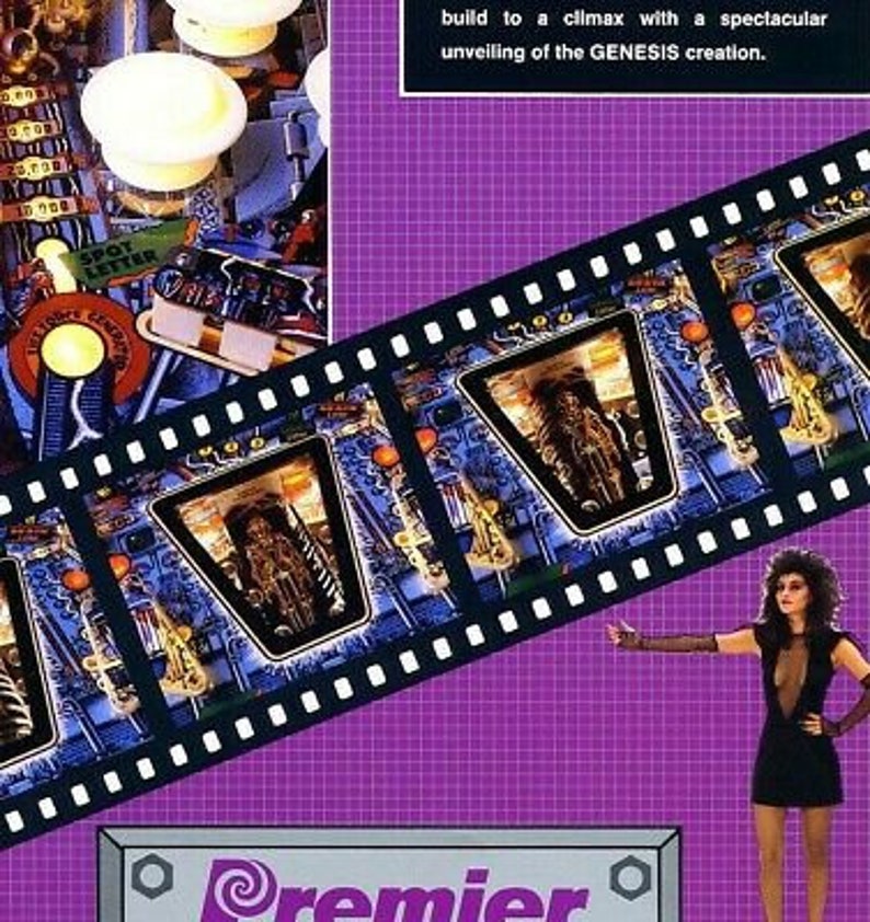 Gottlieb Genesis Pinball FLYER Original Game Sci-Fi Gothic Horror Art Print 1986 Flipper Machine Wall Decor