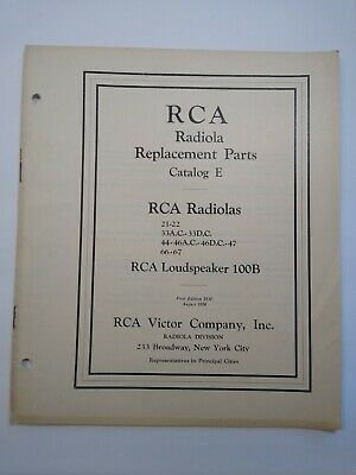 RCA Radiola E Replacement Parts Catalog Loudspeaker Vintage Etsy