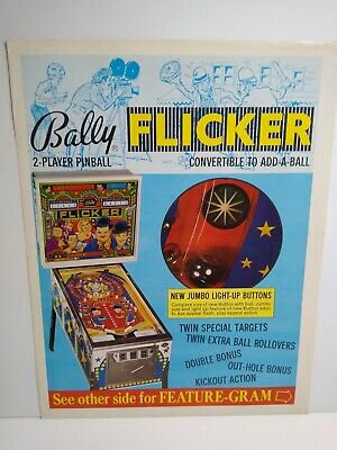 Flicker Pinball FLYER Original 1975 Bally Game Laurel & Hardy | Etsy