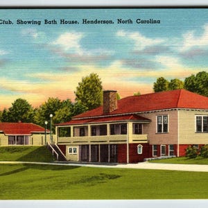 Country Club Bath House Building Franklin North Carolina Carte postale en lin sans affichage Cadeau unique