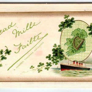 Carte postale de la Saint-Patrick John Winsch Retour Cead Mille Failte Bateau Navire Allemagne