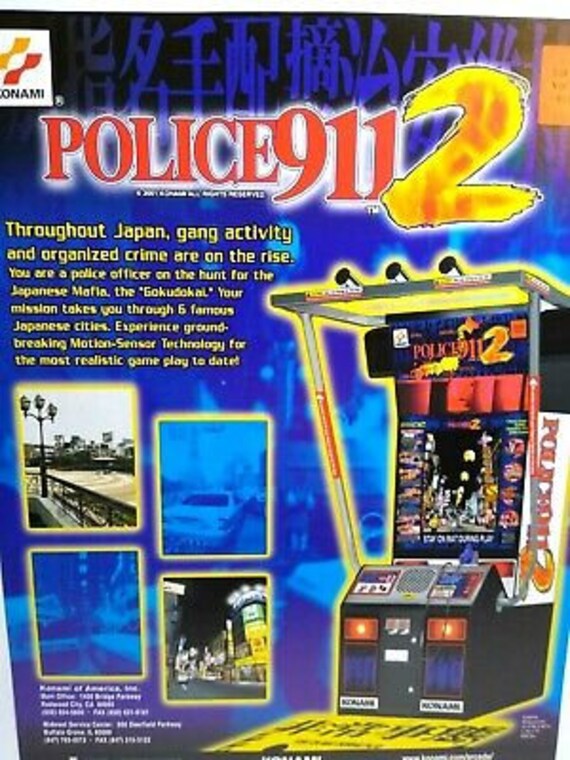 Police 911 2 Arcade FLYER Original 2000 NOS Konami Game Art Etsy