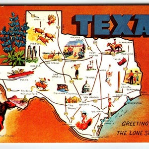 Salutations du Texas Carte Carte Postale Cavalier État Lone Star Dexter Joan Conrad