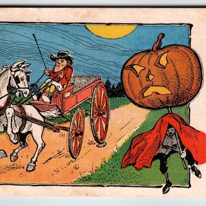 ハロウィンポストカード 白馬車 バギーコーチ JOL パンプキン 10月31日 キャンセル ユニークなギフト