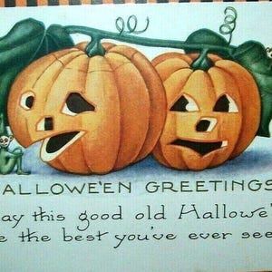 Vintage Halloween Postcard Whitney Checkered Gnome Elf Dwarf Original Unused Unique Gift