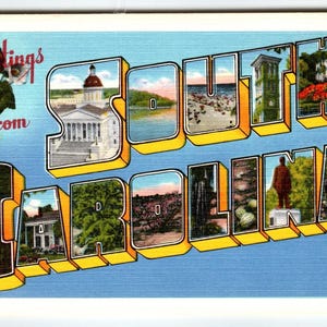 vintage Cartes postales de Caroline du Sud lin Asheville des années 1940 inutilisé SC