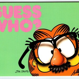 Garfield Katzen-Postkarte Vermutung wer? Jim Denim 1978 Lustiges Tabby Cartoon Kitty Unbenutztes Einzigartiges Geschenk