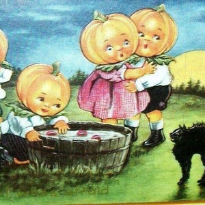 ハロウィンポストカード ホイットニー 4 大きな頭の人間化されたゴブリンの子供 擬人化されたユニークなギフト