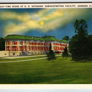 La nuit à l'administration américaine des anciens combattants Johnson City, Tennessee, carte postale en lin, cadeau unique