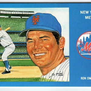 1969 NY Mets Baseball Postkarte Susan Rini Ron Swoboda Unbenutzt Limitierte Auflage Einzigartiges Geschenk