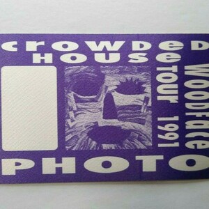 Crowded House Woodface Backstage Pass Original 1991 Split Enz New Wave Purple Music Gift