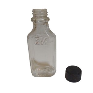 Owens Clear Glass Medicine Bottle Front Embossing 3&quot; Tall Vintage With Cap Unique Gift