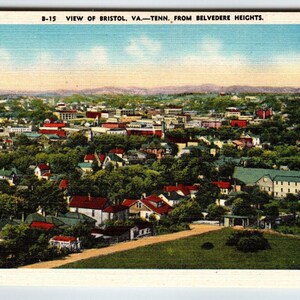 Carte postale à vol d'oiseau de Bristol Belvedere Heights Virginie Tennessee Cadeau unique