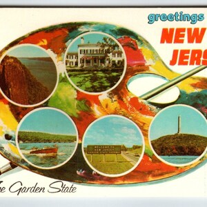 Carte postale Salutations du New Jersey, palette de peinture chromée, cadeau unique de Garden State, cadeau unique