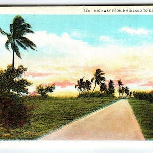 Highway From Mainland Key West Florida Carte postale lin vintage inutilisé Curt Teich cadeau unique