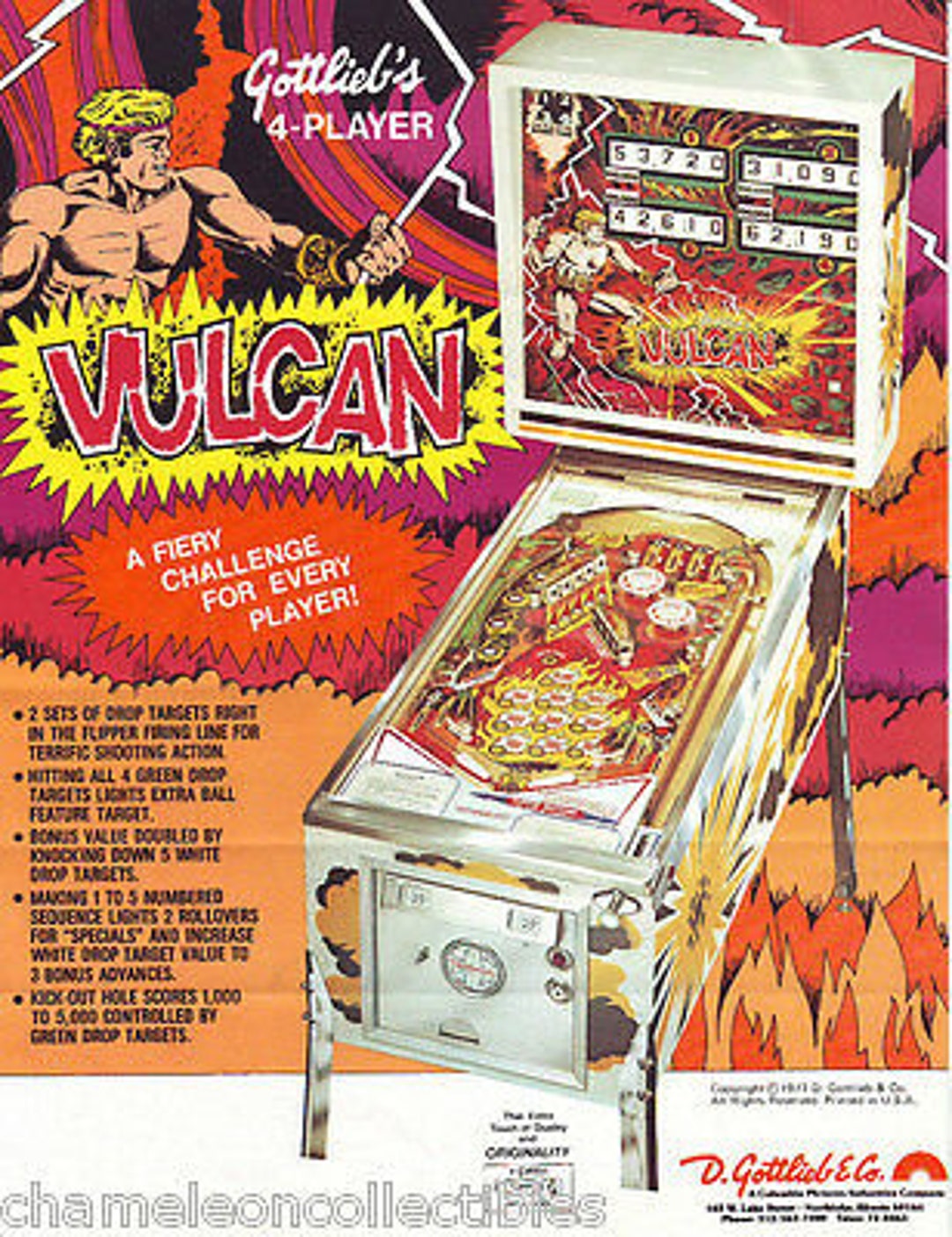 Vulcan Pinball FLYER Original Game Art Print Sheet Fantasy - Etsy