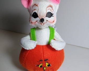 Annalee Halloween Mouse Pumpkin Artist Doll Original 8in Felt