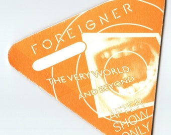 Foreigner Backstage Music Pass The Very World And Beyond Original 1992 Hard Rock Vintage