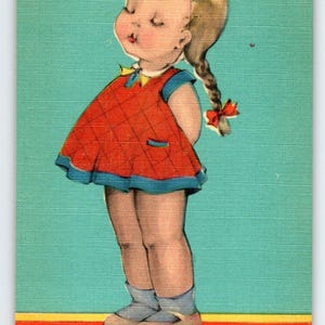 Ich bin nicht so Mädchen Kinder Postkarte Leinen C-242 Unbenutzt Metropolitan