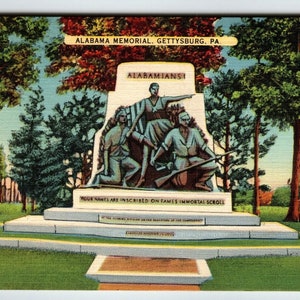 Alabama Memorial Monument Statue Gettysburg Pennsylvanie Carte postale en lin non affranchie Cadeau unique