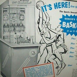 Genco Two Player Basketball Arcade FLYER Original 1954 Manikin Game Art Print