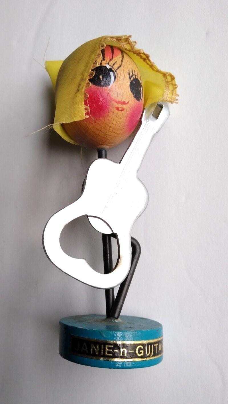 Janie Guitar Bottle Can Opener Retro Barware Kitsch Japan 1950s