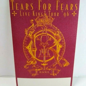Tears For Fears Live Kings Tour 1996 Backstage Pass Original vintage Synth-Pop Unique Gift