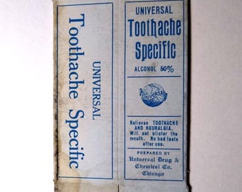 Toothache Specific Vintage EMPTY Product Box Universal Chemical Co. Chicago ILL